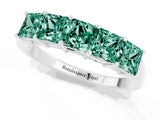 White gold Princess Cut Five-Stone Green Sapphire Band with Prong Setting_7