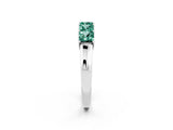 White gold Princess Cut Five-Stone Green Sapphire Band with Prong Setting_8