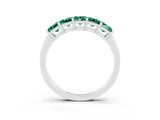 White gold Princess Cut Five-Stone Green Sapphire Band with Prong Setting_9