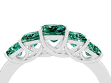 White gold Princess Cut Five-Stone Green Sapphire Ring with Classic Prong Setting_10