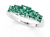 White gold Princess Cut Five-Stone Green Sapphire Ring with Classic Prong Setting_7