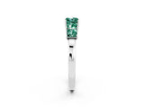 White gold Princess Cut Five-Stone Green Sapphire Ring with Classic Prong Setting_8