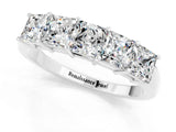 White gold Princess Cut Five-Stone Moissanite Band with Prong Setting_7