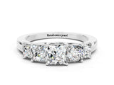 White gold Princess Cut Five-Stone Moissanite Ring with Classic Prong Setting_6