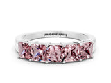White gold Princess Cut Five-Stone Morganite Band with Prong Setting_6