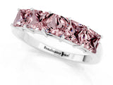 White gold Princess Cut Five-Stone Morganite Band with Prong Setting_7