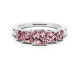 White gold Princess Cut Five-Stone Morganite Ring with Classic Prong Setting_6