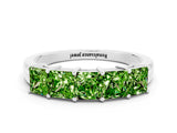 White gold Princess Cut Five-Stone Peridot Band with Prong Setting_6