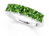 White gold Princess Cut Five-Stone Peridot Band with Prong Setting_7