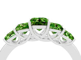White gold Princess Cut Five-Stone Peridot Ring with Classic Prong Setting_10