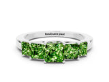 White gold Princess Cut Five-Stone Peridot Ring with Classic Prong Setting_6