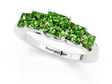 White gold Princess Cut Five-Stone Peridot Ring with Classic Prong Setting_7