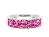 White gold Princess Cut Five-Stone Pink Sapphire Band with Prong Setting_18