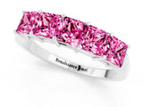 White gold Princess Cut Five-Stone Pink Sapphire Band with Prong Setting_19