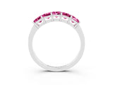 White gold Princess Cut Five-Stone Pink Sapphire Band with Prong Setting_21
