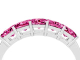 White gold Princess Cut Five-Stone Pink Sapphire Band with Prong Setting_22