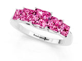 White gold Princess Cut Five-Stone Pink Sapphire Ring with Classic Prong Setting_19