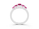 White gold Princess Cut Five-Stone Pink Sapphire Ring with Classic Prong Setting_21