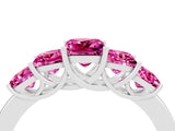 White gold Princess Cut Five-Stone Pink Sapphire Ring with Classic Prong Setting_22