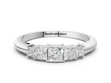 White gold Princess Cut Five-Stone Prong Set Diamond Band_29