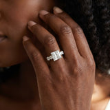 White gold Princess Cut Five-Stone Prong Set Diamond Ring with Classic Band_14