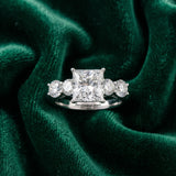 White gold Princess Cut Five-Stone Prong Set Diamond Ring with Classic Band_15