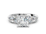 White gold Princess Cut Five-Stone Prong Set Diamond Ring with Classic Band_68
