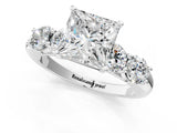 White gold Princess Cut Five-Stone Prong Set Diamond Ring with Classic Band_69
