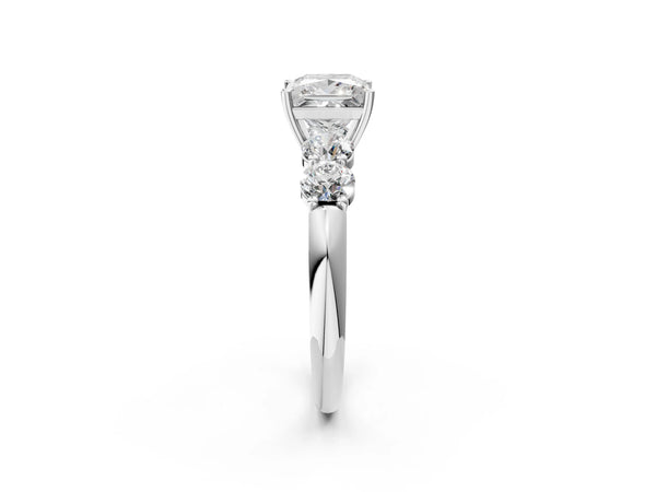 White gold Princess Cut Five-Stone Prong Set Diamond Ring with Classic Band