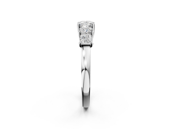 White gold Princess Cut Five-Stone Diamond Ring with Classic Prong Setting
