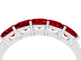White gold Princess Cut Five-Stone Ruby Band with Prong Setting_10