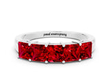 White gold Princess Cut Five-Stone Ruby Band with Prong Setting_6