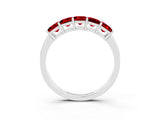 White gold Princess Cut Five-Stone Ruby Band with Prong Setting_9