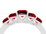 White gold Princess Cut Five-Stone Ruby Ring with Classic Prong Setting_10