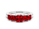 White gold Princess Cut Five-Stone Ruby Ring with Classic Prong Setting_6