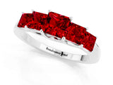 White gold Princess Cut Five-Stone Ruby Ring with Classic Prong Setting_7