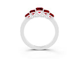 White gold Princess Cut Five-Stone Ruby Ring with Classic Prong Setting_9