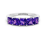 White gold Princess Cut Five-Stone Tanzanite Band with Prong Setting_6