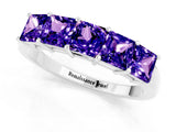 White gold Princess Cut Five-Stone Tanzanite Band with Prong Setting_7