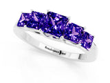 White gold Princess Cut Five-Stone Tanzanite Ring with Classic Prong Setting_7