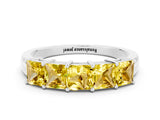 White gold Princess Cut Five-Stone Yellow Sapphire Band with Prong Setting_18
