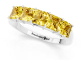 White gold Princess Cut Five-Stone Yellow Sapphire Band with Prong Setting_19