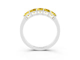 White gold Princess Cut Five-Stone Yellow Sapphire Band with Prong Setting_21