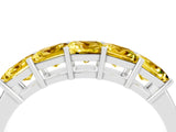 White gold Princess Cut Five-Stone Yellow Sapphire Band with Prong Setting_22