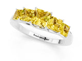White gold Princess Cut Five-Stone Yellow Sapphire Ring with Classic Prong Setting_19