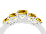 White gold Princess Cut Five-Stone Yellow Sapphire Ring with Classic Prong Setting_22