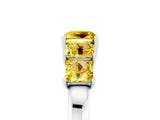 White gold Princess Cut Five-Stone Yellow Sapphire Ring with Classic Prong Setting_23
