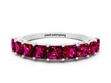 White gold Princess Cut Garnet Channel-Set Eternity Band with Prong Setting_6