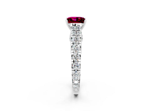 White gold Princess Cut Garnet Classic Solitaire Ring with Pavé Band and Four-Prong Setting_2