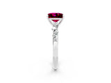 White gold Princess Cut Garnet Cluster Side Stone Solitaire Ring with Prong Setting_26